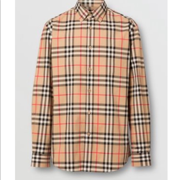 Check cotton poplin shirt BURBERRY FOR MEN